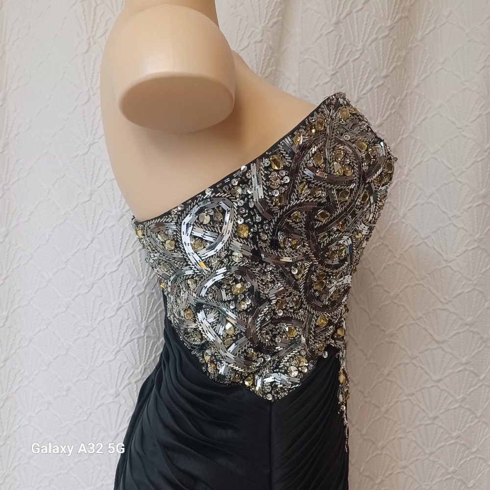 Kiss Kiss Formal Black and Silver Strapless Dress Women Size 10 - Picture 8 of 16